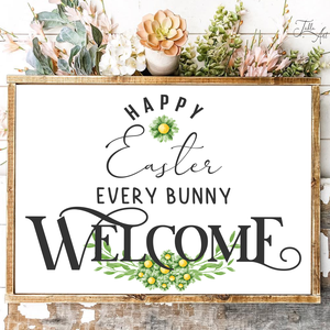 Every bunny welcome - húsvéti, tavaszi vászonkép különböző méretben - otthon & lakás - dekoráció - kép & falikép - táblakép - Meska.hu
