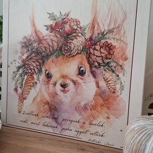 Szállnak, szállnak, peregnek a levelek 30x30 cm fa tábla, őszi dekoráció - otthon & életmód - dekoráció - kép & falikép - táblakép - Meska.hu