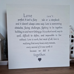 LOve isn't 25x25 cm fa tábla, kopott hatás - Meska.hu