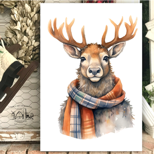 Szarvas - téli, karácsonyi faldekoráció - vászonkép tekercs, 30x20 cm - Meska.hu