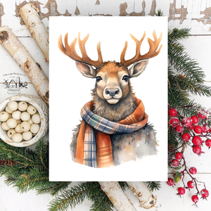 Szarvas - téli, karácsonyi faldekoráció - vászonkép tekercs, 30x20 cm - otthon & életmód - dekoráció - kép & falikép - táblakép - Meska.hu