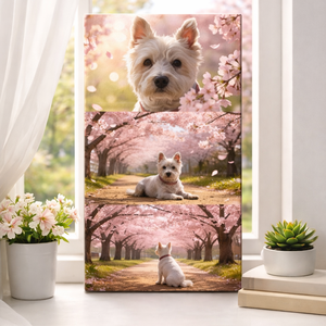 Tavaszi cseresznyevirágzás vászonkép kedvenceddel 50x28 cm  - otthon & életmód - dekoráció - kép & falikép - táblakép - Meska.hu