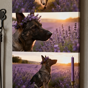 Levendula mezőn kedvenceddel - egyedi vászonkép 50x28 cm  - otthon & életmód - dekoráció - kép & falikép - táblakép - Meska.hu
