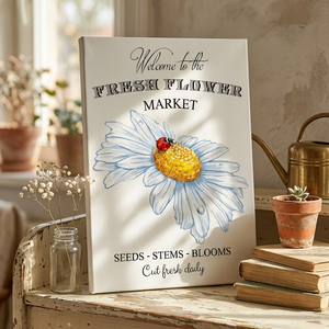 Welcome to the fresh flower market - katica 30x20 cm vagy 40x30 cm fa tábla vagy vászonkép több méretben, tavasz, húsvét - Meska.hu