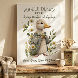 Puddle duck's diner 40x30 cm fa tábla vagy vászonkép többféle méretben, tavasz, húsvét - otthon & életmód - dekoráció - kép & falikép - táblakép - Meska.hu