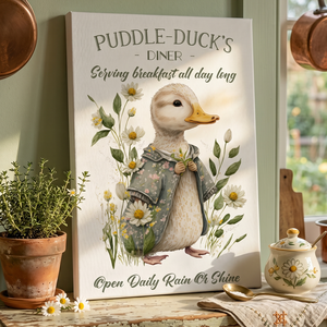 Puddle duck's diner 40x30 cm fa tábla vagy vászonkép többféle méretben, tavasz, húsvét - Meska.hu