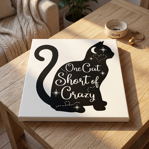 One cat short of crazy 30x30 cm fa tábla - Meska.hu