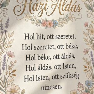 Házi áldás pasztell virágokkal - vászonkép különböző méretben - otthon & életmód - dekoráció - kép & falikép - táblakép - Meska.hu