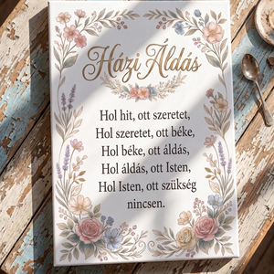 Házi áldás pasztell virágokkal - vászonkép különböző méretben - otthon & életmód - dekoráció - kép & falikép - táblakép - Meska.hu