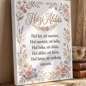 Házi áldás pasztell virágokkal - vászonkép különböző méretben - Meska.hu