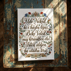 Üdv Néked ki e házba lépsz - vászonkép különböző méretben - otthon & életmód - dekoráció - kép & falikép - vászonkép - Meska.hu