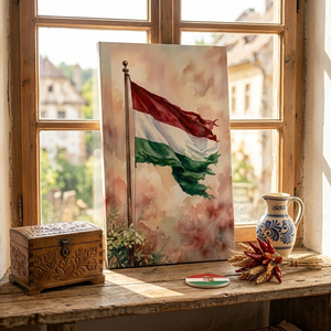 Magyar zászló akvarell vászonkép - Meska.hu