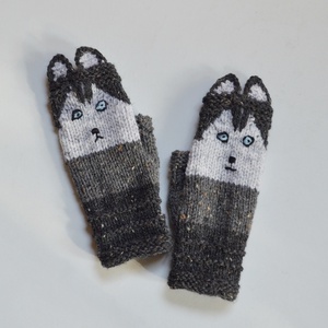 Husky kölyök - kötött unisex kézmelegítő husky kutya arccal. Jöhet a hideg és a tél! -  - Meska.hu