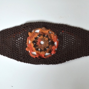 Barna - pasztell mandala - horgolt buborék boleró narancsvörös mandala mintával. - ruha & divat - női ruha - bolero - Meska.hu