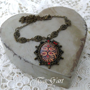 Art'e pille nyaklánc ... art deco, ajándék, bronz, mindig, vintage, Ékszer, Nyaklánc, Medálos nyaklánc, Decoupage, transzfer és szalvétatechnika, Ékszerkészítés, MESKA