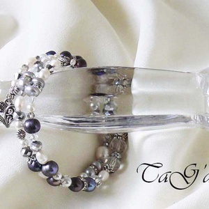 Felhő karperec  ajándék, különleges, elegáns, klasszikus, nő, memóriadrótos, swarovski  - ékszer - karkötő - memóriadrótos karkötő - Meska.hu