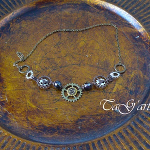 Steampunk  szett  ... nyaklánc és fülbevaló, trendi, extra, különleges, ipari romantika, design - ékszer - ékszerszett - Meska.hu