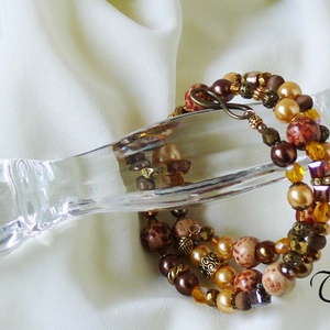 Amadil  memóriadrótos. karkötő, őszi, barnák, sárgák, egykezes, swarovski, Ékszer, Karkötő, Memóriadrótos karkötő, Ékszerkészítés, MESKA