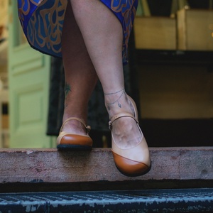 Kényelmes női balerina széles lábra � cappuccino - ruha & divat - cipő & papucs - cipő, szandál - Meska.hu