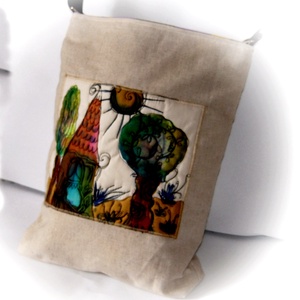 Festett, vászon táska, tarisznya,  - Meska.hu