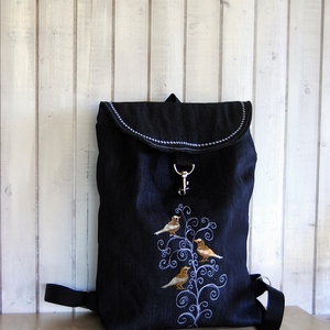 Madaras hátizsák, farmer hátizsák, női sötétkék farmer hátizsák. - Meska.hu