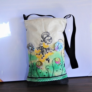 Tavirózsa- sárga-zöld  színárnyalatban táska, válltáska - Meska.hu