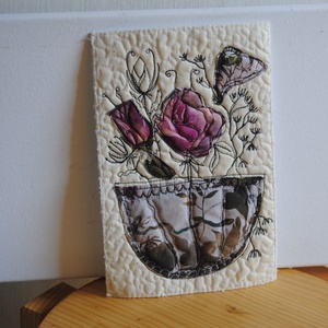 Textilkép- házikós kép, selyem- festett-kép, Művészet, Festmény, Festmény vegyes technika, Festészet, MESKA