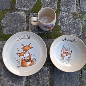 Rókacsaládos szett - otthon & életmód - konyhafelszerelés, tálalás - tálalás - tányér & étkészlet - Meska.hu