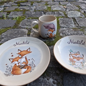 Rókacsaládos szett - otthon & életmód - konyhafelszerelés, tálalás - tálalás - tányér & étkészlet - Meska.hu