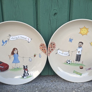 Mókás esküvői készlet - otthon & életmód - konyhafelszerelés, tálalás - tálalás - tányér & étkészlet - Meska.hu