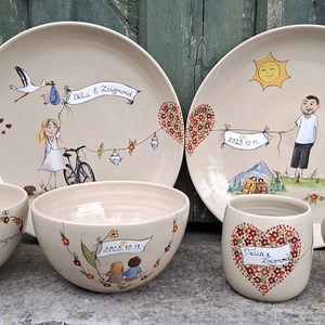 Vidám esküvői szett  - otthon & életmód - konyhafelszerelés, tálalás - tálalás - tányér & étkészlet - Meska.hu