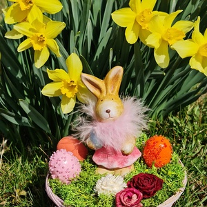 Kisméretű húsvéti asztaldísz zöld rózsaszín színben  - ünnepi díszek, dekorációk - húsvéti díszek és dekorációk - húsvéti asztaldíszek - Meska.hu