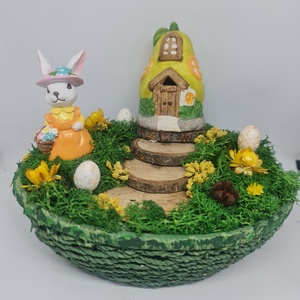 Mesebeli Tavaszi Tündérkert � Nyuszis Asztaldísz Körteházzal, Ünnepi díszek, dekorációk, Húsvéti díszek és dekorációk, Húsvéti asztaldíszek, Mindenmás, Mozaik, MESKA