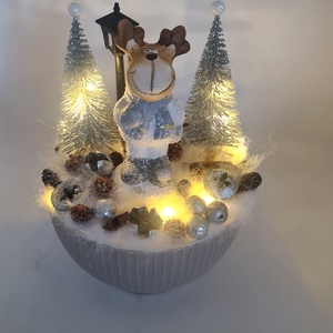 Szarvas kerámia kaspóban LED világítással - karácsony - adventi díszek - adventi asztaldísz - Meska.hu