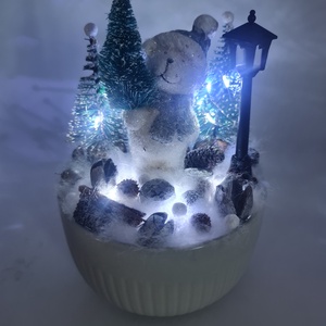 Jegesmedvés dekorácíó LED világítással - karácsony - adventi díszek - adventi asztaldísz - Meska.hu