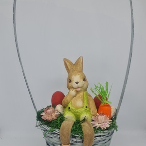 Nyúlapó füles kosárban, Ünnepi díszek, dekorációk, Húsvéti díszek és dekorációk, Húsvéti asztaldíszek, Mindenmás, MESKA
