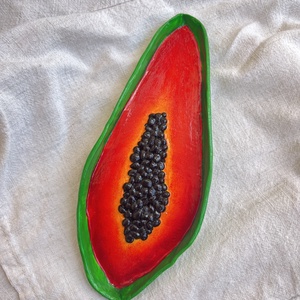 Ékszertartó tálca papaya, Ékszer, Ékszertartó, Ékszertartó tál, Gyurma, Festett tárgyak, MESKA
