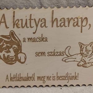 Kutya tábla bármilyen kutya, macska képpel , Otthon & Életmód, Dekoráció, Ajtó- és ablak dekoráció, Ajtótábla, Gravírozás, pirográfia, MESKA