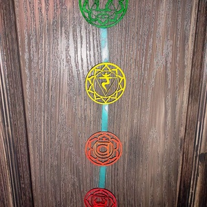 Chakra lánc, dekoráció falra, ajtóra  - otthon & életmód - dekoráció - kép & falikép - fából készült kép - Meska.hu