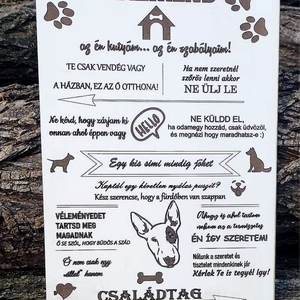 A4 méretű tábla, kutya házirend , Otthon & Életmód, Dekoráció, Kép & Falikép, Táblakép, Gravírozás, pirográfia, MESKA