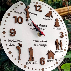 Egyedi, személyre szabott Élettörténet óra , Otthon & Életmód, Dekoráció, Fali és függő dekoráció, Falióra & óra, Gravírozás, pirográfia, Festett tárgyak, MESKA