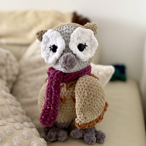  Bíborka Bagoly � kézzel horgolt, sálas amigurumi figura - játék & sport - plüssállat & játékfigura - bagoly - Meska.hu