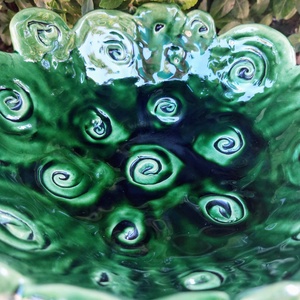 Zöld színű csiga tál, szervírozó tál, gyümölcstál  - esküvő - dekoráció - tálalás - Meska.hu