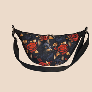  Rózsás-macskás oldaltáska - táska & tok - kézitáska & válltáska - vállon átvethető táska - Meska.hu