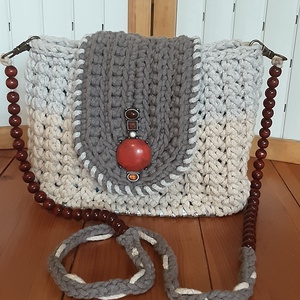 Horgolt válltáska újrahasznosított fonálból, Táska & Tok, Kézitáska & válltáska, Vállon átvethető táska, Horgolás, MESKA