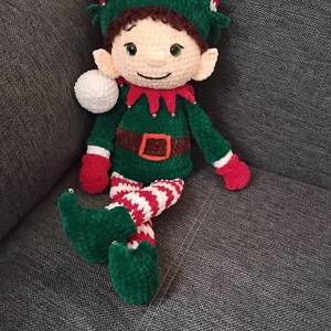 Horgolt elf - karácsonyi manó - karácsony - karácsonyi lakásdekoráció - karácsonyi manók, figurák - Meska.hu