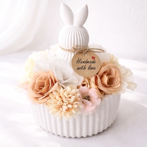 Nyuszis asztaldísz - barack színben, Ünnepi díszek, dekorációk, Húsvéti díszek és dekorációk, Húsvéti asztaldíszek, Gipszöntés, MESKA