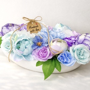 Kézzel készült virágdekor csónak tálban, Otthon & Életmód, Dekoráció, Asztal és polc dekoráció, Asztaldísz, Gipszöntés, MESKA