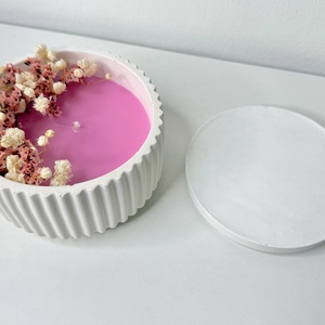 Kézműves illatgyertya fátyolvirággal , Otthon & Életmód, Gyertya, illat, aroma, Gyertya, Gipszöntés, MESKA