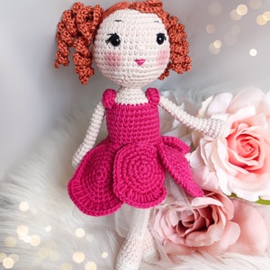 Rózsa balerina baba horgolásminta amigurumi, DIY (Csináld magad), Szabásminta, útmutató, Horgolási minta, Horgolás, Hímzés, MESKA